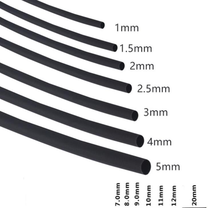 Gen Co Nhiệt Dài Các Kích Cỡ Cắt LẻGen Bảo Vệ Thiết Bị Điện Màu Đen 1MM 2MM 3MM...25MM