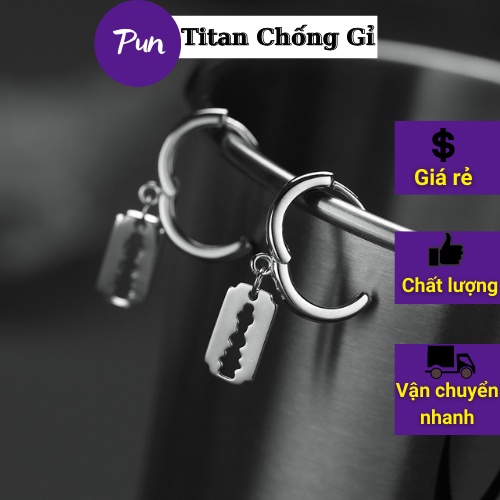 Khuyên tai nam tròn dạng xỏ PUN màu bạc đen đơn giản đẹp nhỏ xinh - HT Dao Lam