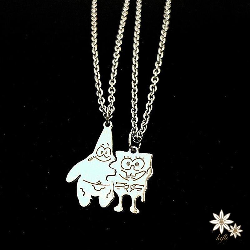 Vòng cổ mặt hình SpongeBob phong cách hip hop đơn giản sáng tạo dành cho cặp đôi bạn thân