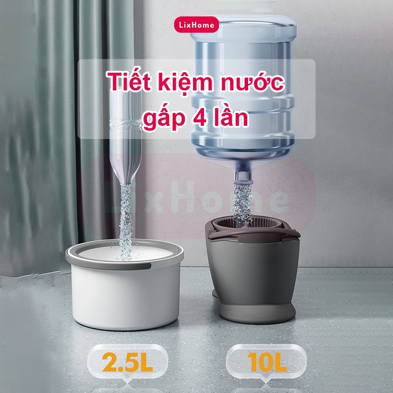 Bộ chổi lau nhà thông minh tách nước tự vắt xoay 360 độ, cây lau nhà tách nước sạch nước bẩn có vòi xả - LTN