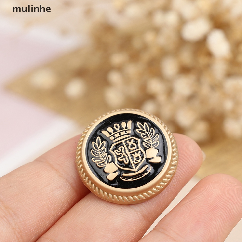 Set 10 Nút Áo Khoác Họa Tiết Vương Miện Phong Cách Anh Quốc