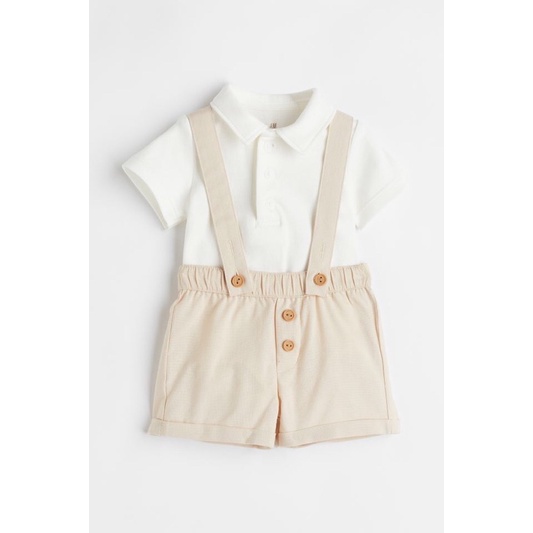 (H&M CHÍNH HÃNG) Set công tử áo body quần yếm bé trai vợt sale