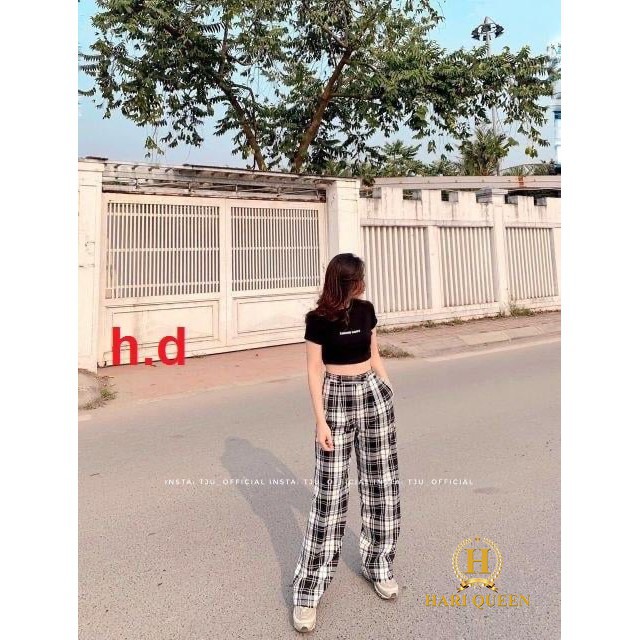 [FREESHIP ĐƠN TỪ 50K] Sét áo croptop choose + quần ống rộng kẻ HDA0420