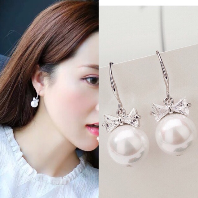[SẴN] Hoa tai hạt to nơ đá