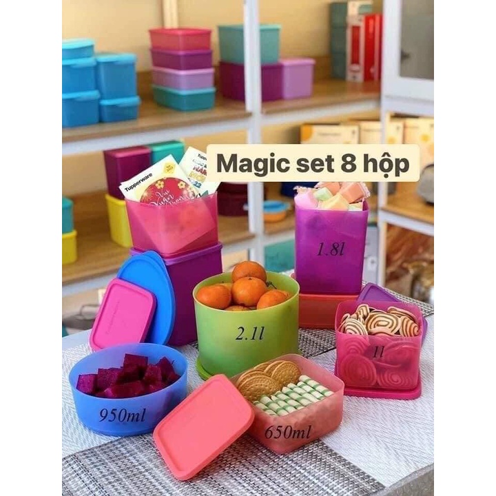 Bộ hộp ngăn mát đồ khô Tupperware Magic Set  - Bảo hành trọn đời - Nhựa nguyên sinh, an toàn cho sức khỏe