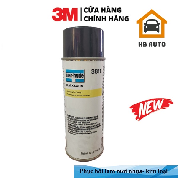 [Hàng Mới] Dung dịch phục hồi nhựa đen –Sơn xịt 3M 3811 Mar-Hyde Black Satin Dung tích: 354.8ml | HB