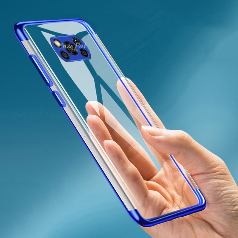 ốp điện thoại Silicone Trong Suốt Chống Sốc Viền Màu Cho Xiaomi Poco X3 NFC