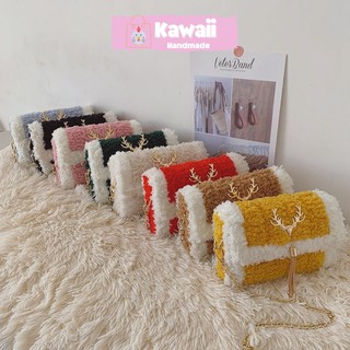 Túi tự đan handmade len xù mác tuần lộc đầy đủ phụ kiện có video hướng dẫn Kawaii_Handmade