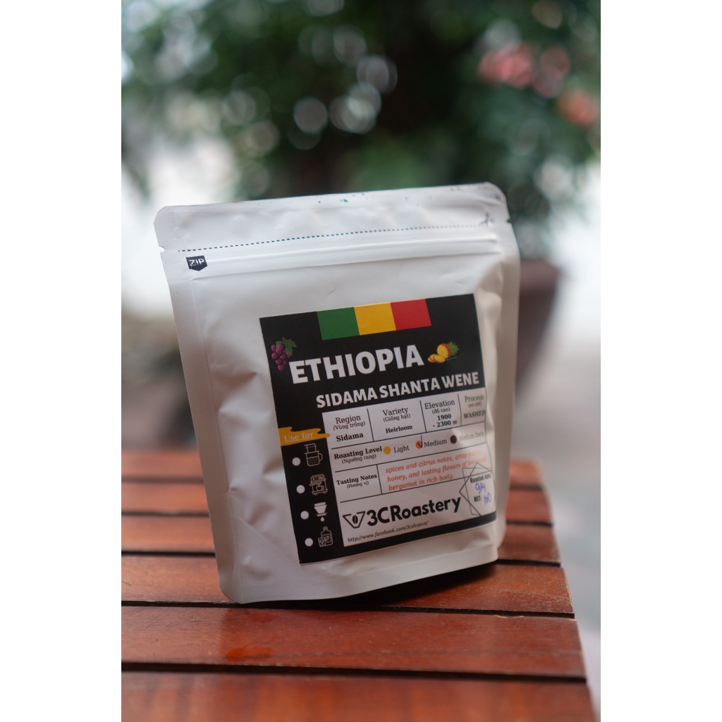 Cà  phê Arabica trồng tại SIDAMA ETHIOPIA 100G sơ chế ướt pha pourover, cold brew, staresso giống Heirloom - 3C R
