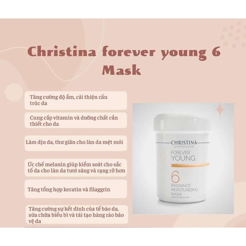 Mặt Nạ Cấp Ẩm & Làm Sáng Da Ch.ris.tina Fo:rever Yo:ung 6 Ra.dian.ce Moi.sturizing Mask