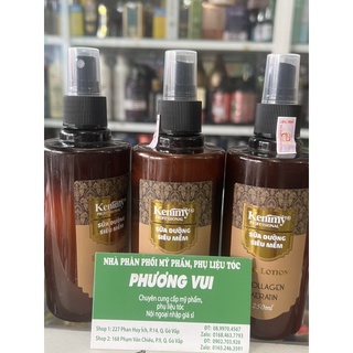 sữa dưỡng , nước xịt dưỡng tóc Kenmy Collagien karratin  250ml chai màu nâu dưỡng siêu mềm mượt phục hồi hư tổn thơm lâu