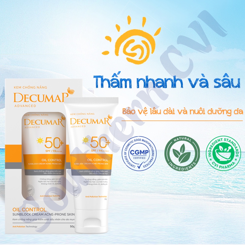 Kem Chống Nắng Ngừa Mụn Decumar Advanced 50G