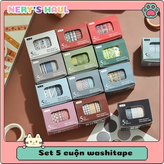 Set 5 cuộn băng dán washitape chủ đề vintage