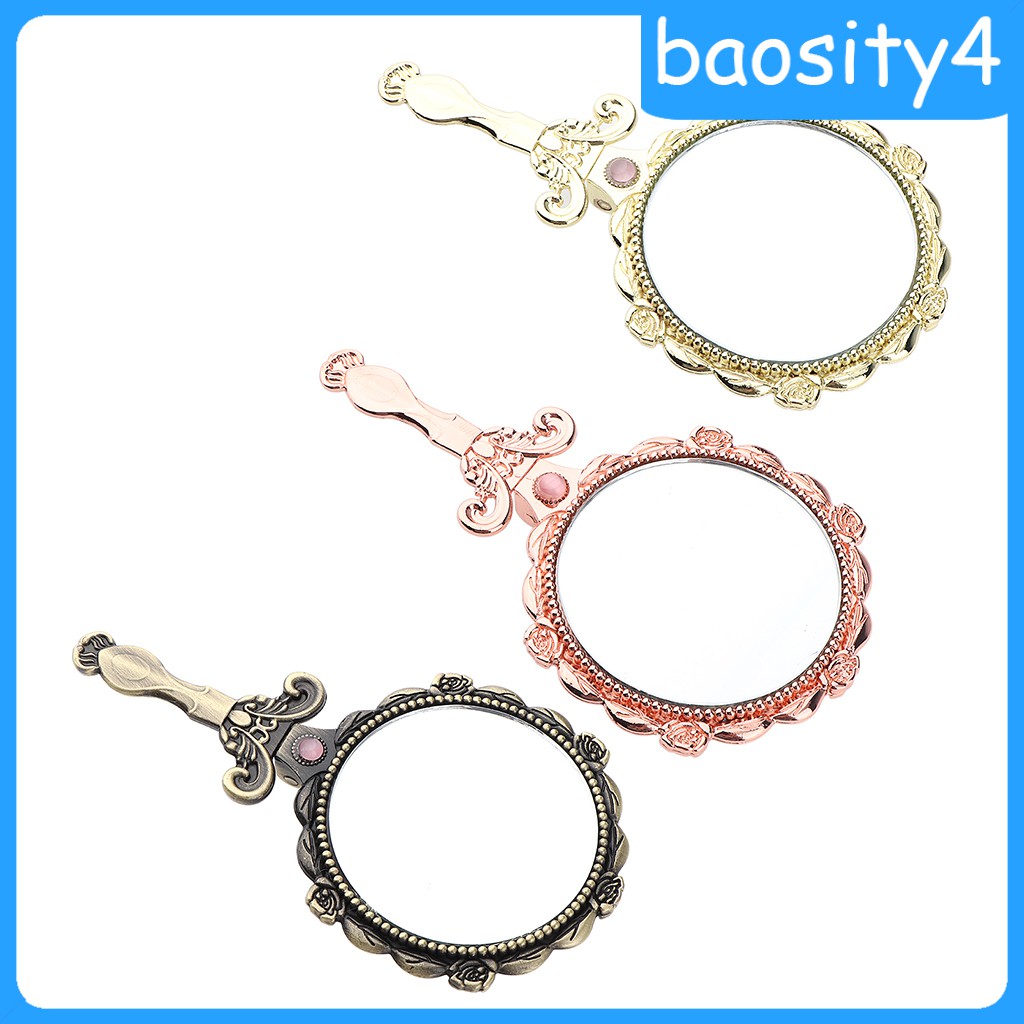 Gương trang điểm cầm tay hình tròn phong cách vintage thời trang