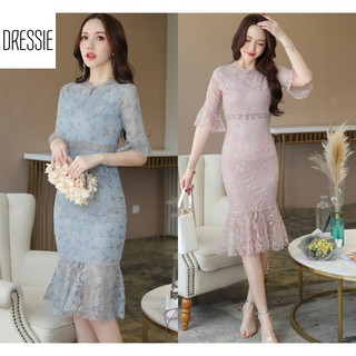 [HÌNH THẬT] Váy Áo Đầm Ôm Body DRESSIE Ren Đuôi Cá Đầm Tay Lỡ Công Sở Dạo Phố Dự Tiệc Cưới Đẹp Sexy Quyến Rũ - DB161