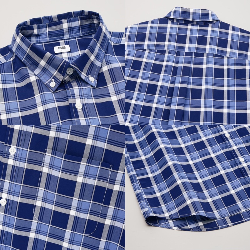Áo sơ mi nam cộc tay kẻ caro thời trang của Uniqlo