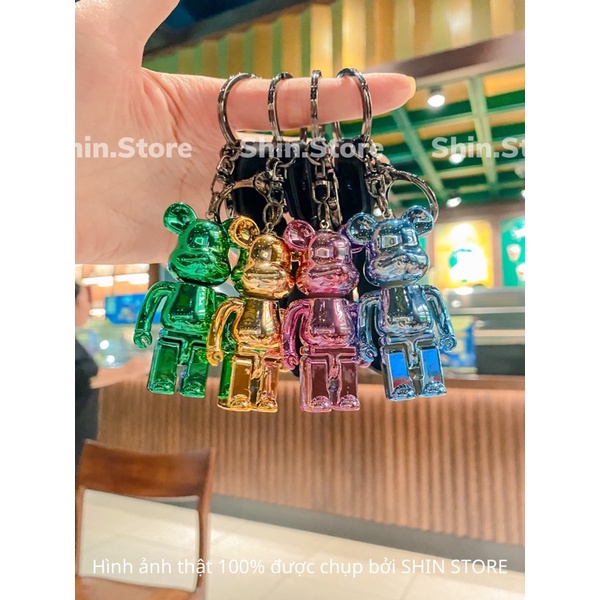 Móc khoá Bearbrick mạ tĩnh điện , Móc khoá gấu 7 màu thời thượng phụ kiện túi xách MK61- SHIN STORE