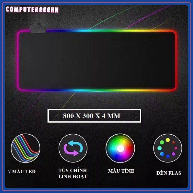 Bàn di chuột Gaming RGB bo viền Led sáng cỡ lớn (80 x 30 cm) - Bàn di Chuột chơi Game Led nhiều màu