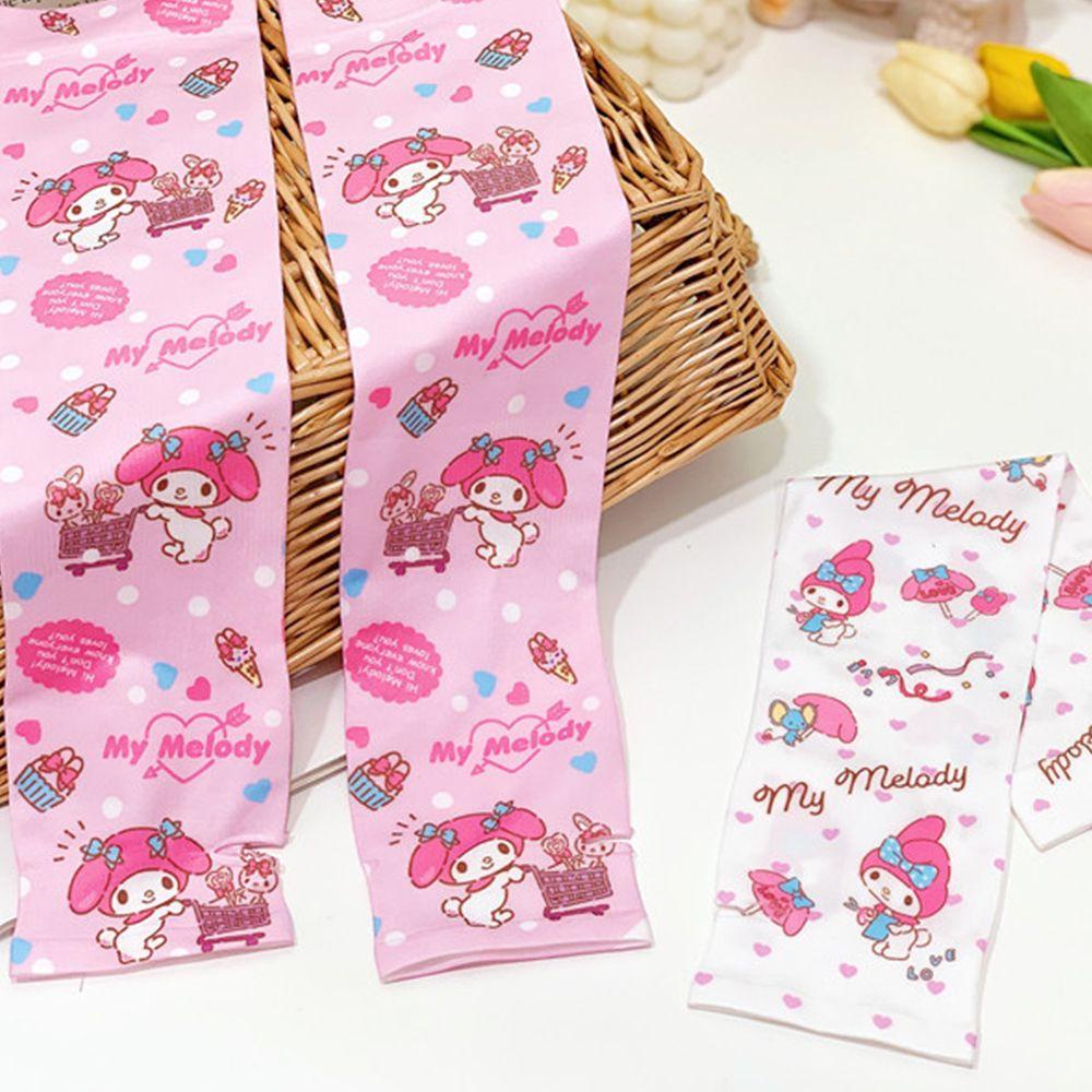 Găng Cánh Tay Chống Nắng Bằng Lụa Lạnh Mềm Mại Họa Tiết Hoạt Hình My Melody Cinnamoroll Cho Nữ