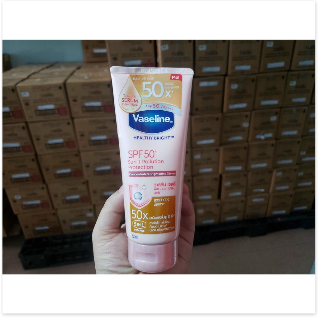 [Mã giảm giá mỹ phẩm chính hãng] Dưỡng thể trắng da Vaseline 50X Healthy Bright SPF 50 Sun 200ml