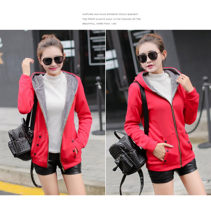 Áo khoác cardigan tay dài có nón vải nhung ôm thết kế dày