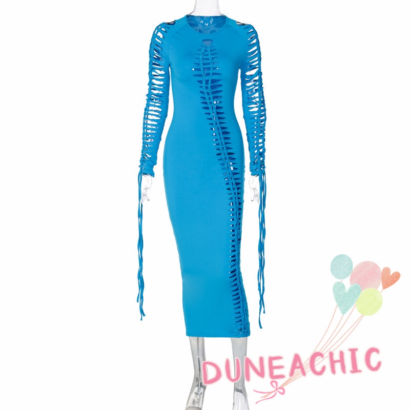 DUNEA Đầm Body Tay Dài Thiết Kế Ôm Sát Tôn Dáng Quyến Rũ Thời Trang Dành Cho Nữ