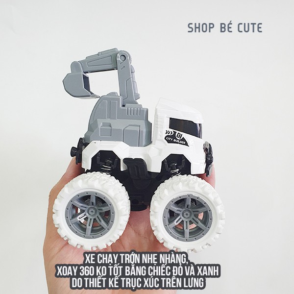 Đồ chơi xe chạy trớn nhẹ nhàng hình xe công trường  địa hình dành cho bé trai, xoay 360