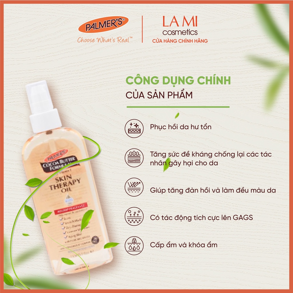 (Mẫu dùng thử) Dầu massage dưỡng da toàn thân và phục hồi da hư tổn Palmer's 5ml