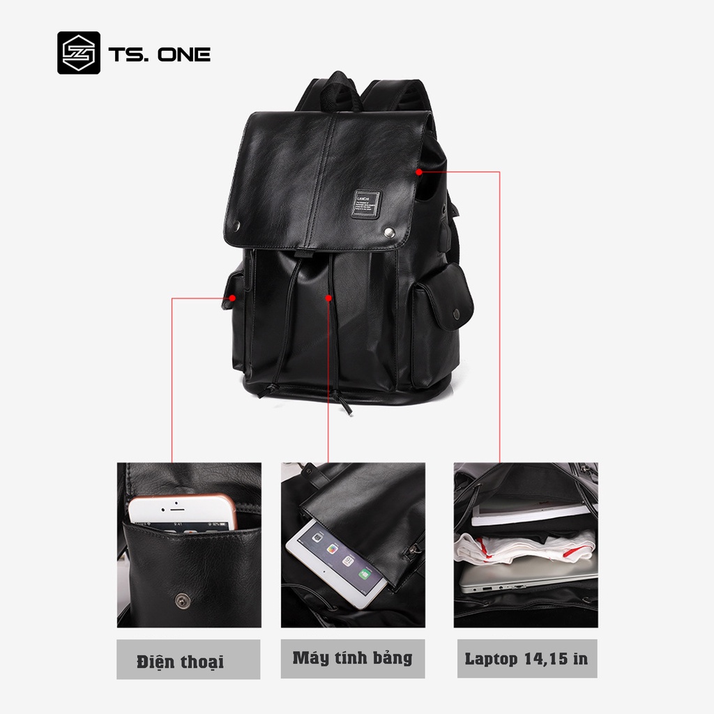 Balo da nam, Balo thời trang đi học unisex TS.ONE, size 30*40cm cao cấp BLD2