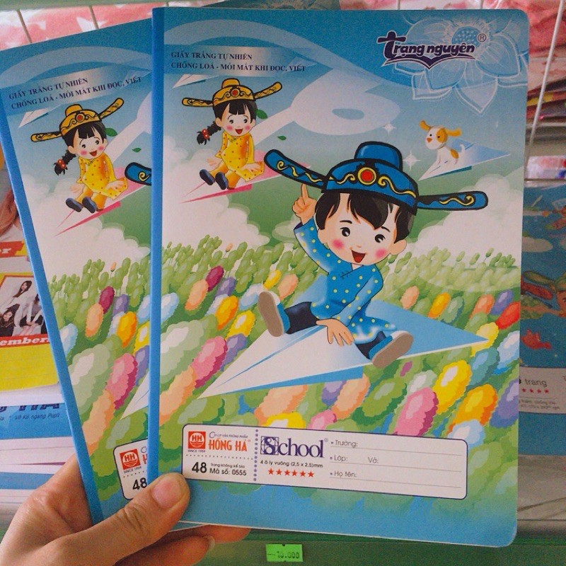 Sét 10 vở ô ly 48 trang Hồng Hà chống loá chống mờ mắt 0555