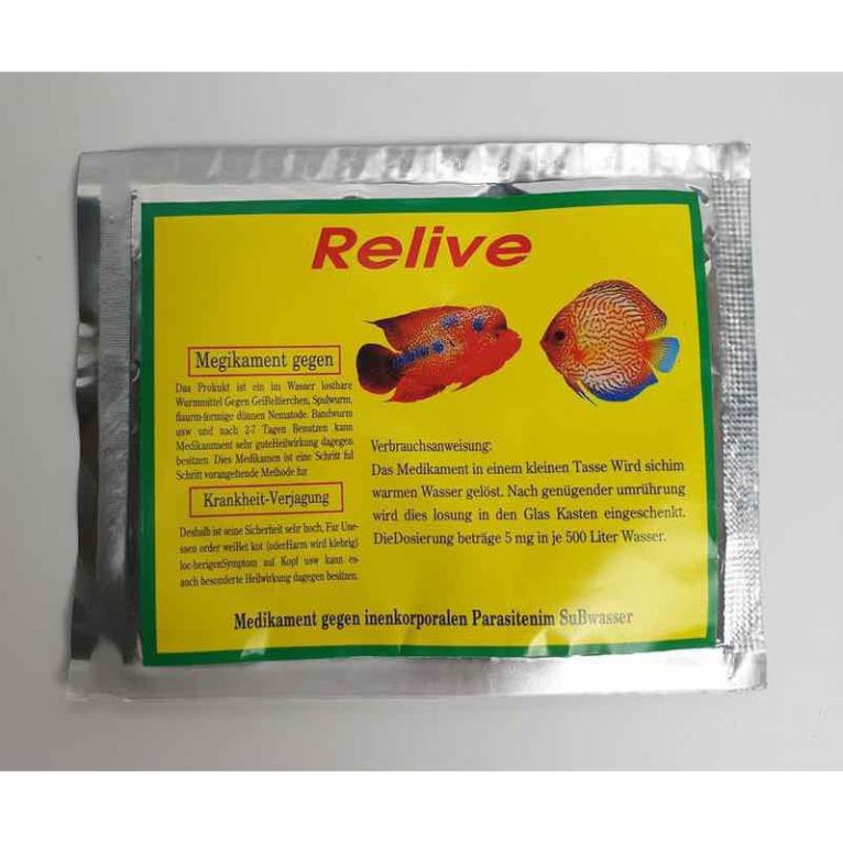 Bột Relive Xử Lý Khi Cá Bị Sình Bụng Phân Trắng -Trị Nấm Trắng Ghẻ - Ký Sinh Cá La hán - Hàng Công Ty
