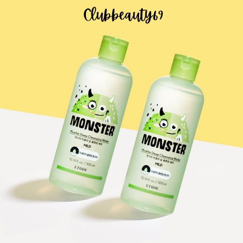 Nước tẩy trang Etude House, nước tẩy trang làm sạch sâu Monster Micellar Cleasing Water 300ml, kèm bill web