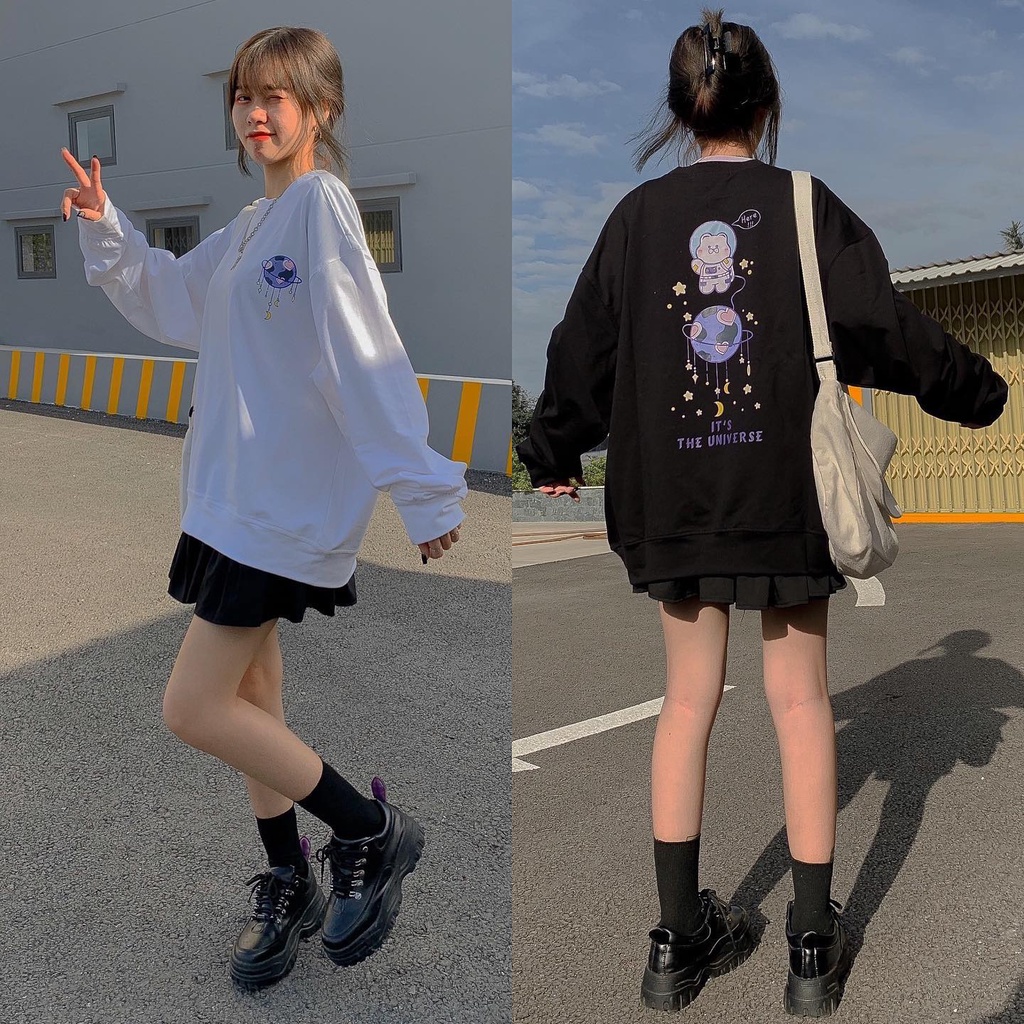Áo Sweater Nỉ UNI MOON Tay Dài Form Rộng Ulzzang (Ảnh Thật)