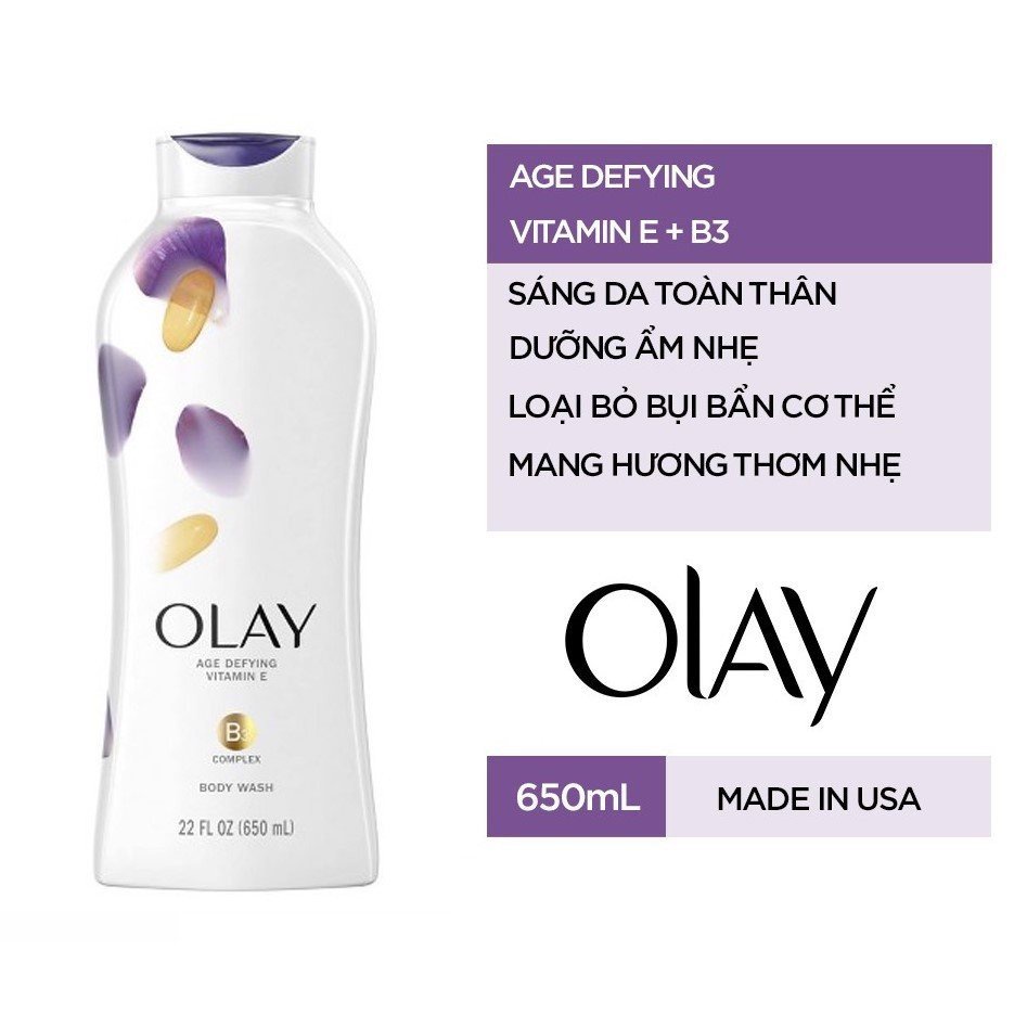 Sữa tắm Olay dưỡng ẩm mịn da, ngăn ngừa lão hoá 650ml - Be Glow Beauty