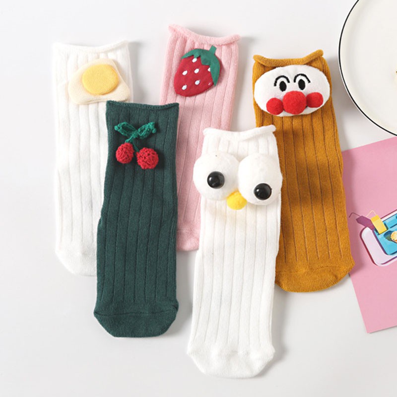 Vớ Cotton Cổ Cao Họa Tiết Hoạt Hình Dễ Thương Thời Trang Thu Đông Cho Bé