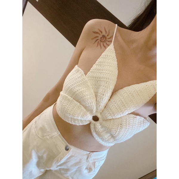 Áo hai dây nữ handmade, áo cánh hoa thời trang Hàn Quốc handmade