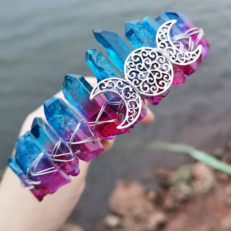 Flgo Băng Đô Cài Tóc Hình Vương Miện Đính Pha Lê Nhiều Màu Phong Cách Boho Cổ Điển