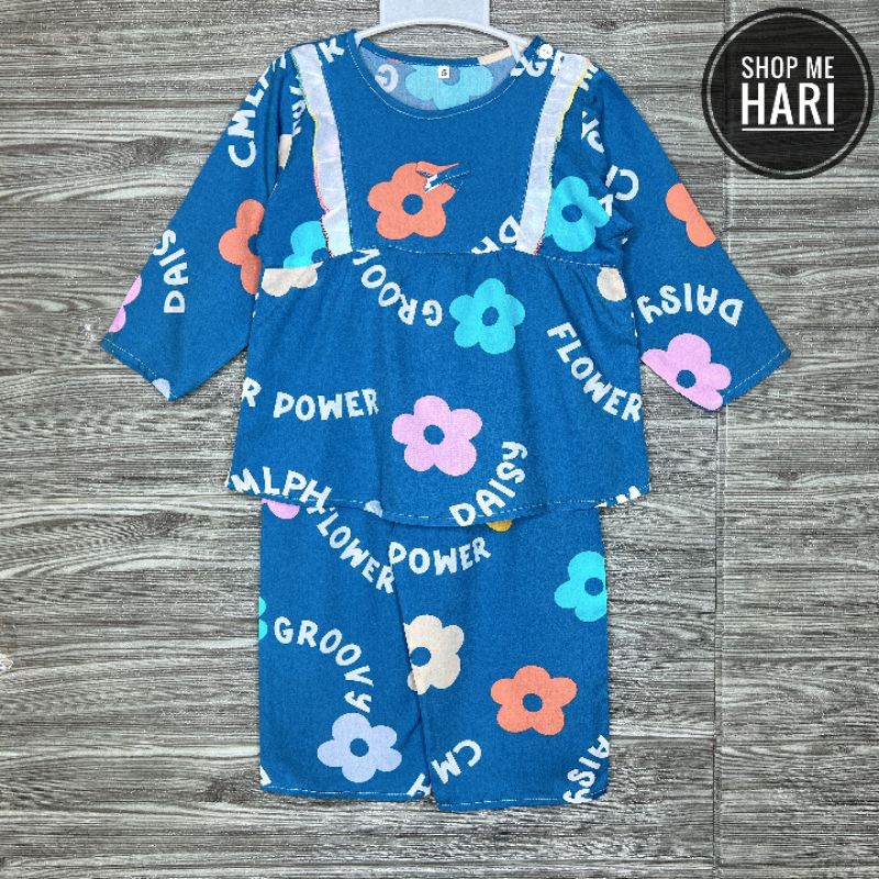 Bộ tole tay dài quần dài phối đô bé gái