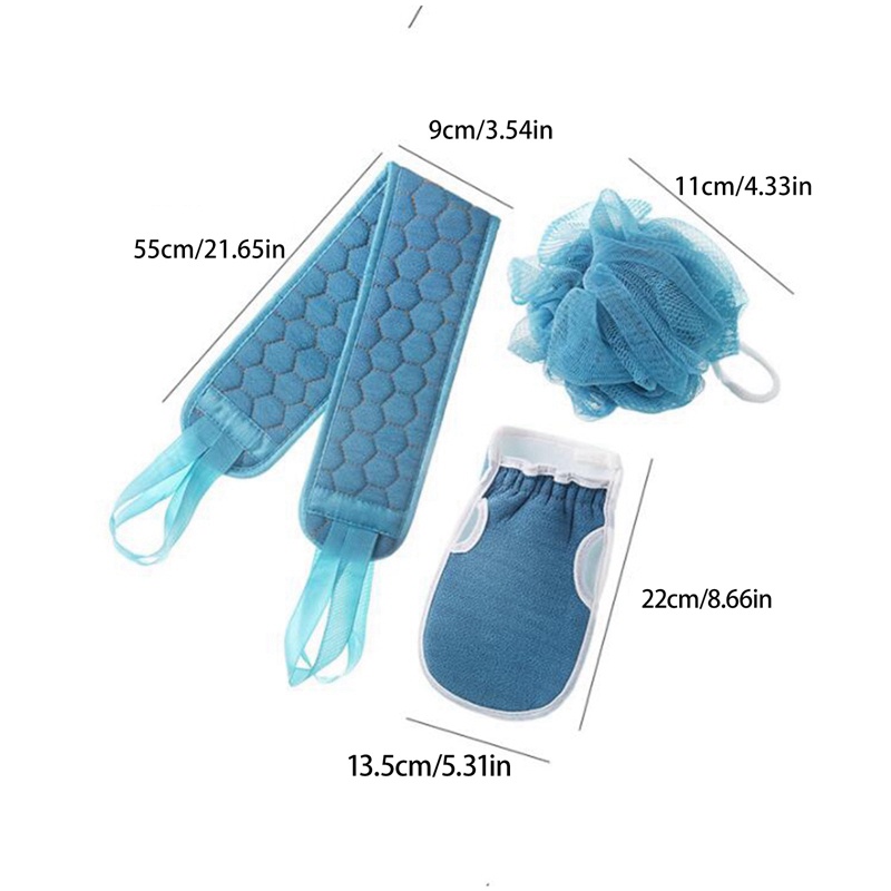 Set 3 Găng Tay Tắm Và Tẩy Tế Bào Chết Cho Lưng