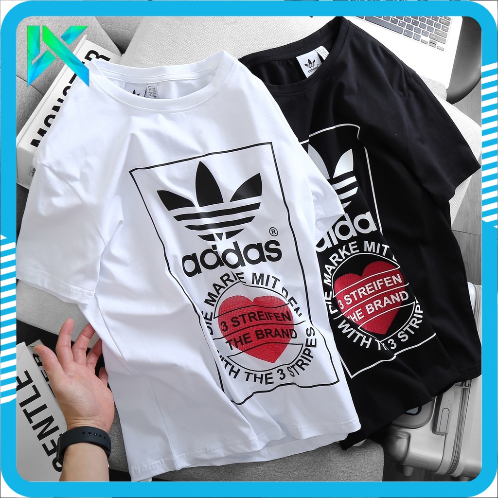 Áo Thun Nam Cổ Tròn Adidas Tay Ngắn In Decal Chất Lượng Cotton Thấm Hút