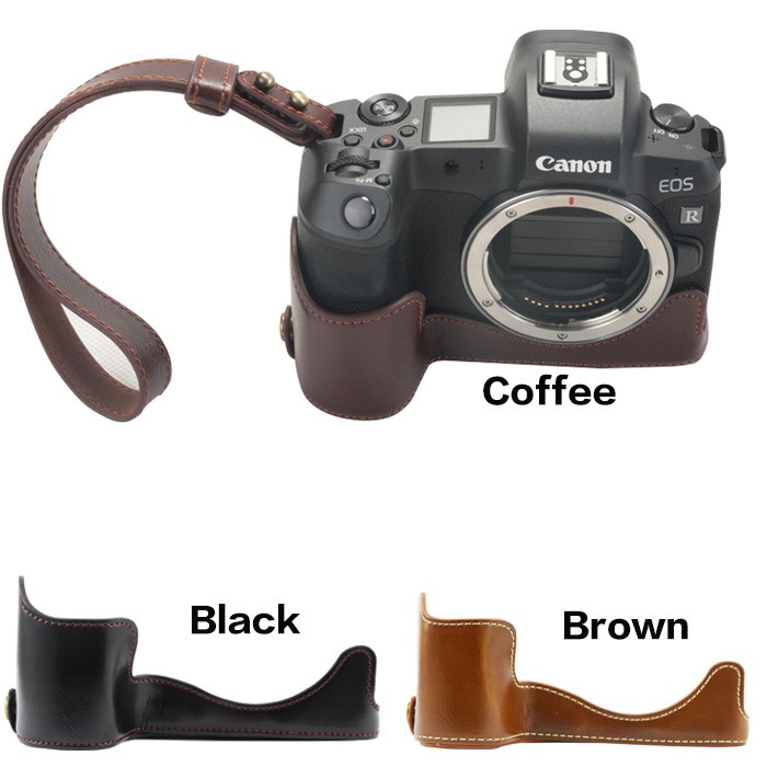 Túi da PU bọc nửa thân máy ảnh Canon EOS R tiện dụng
