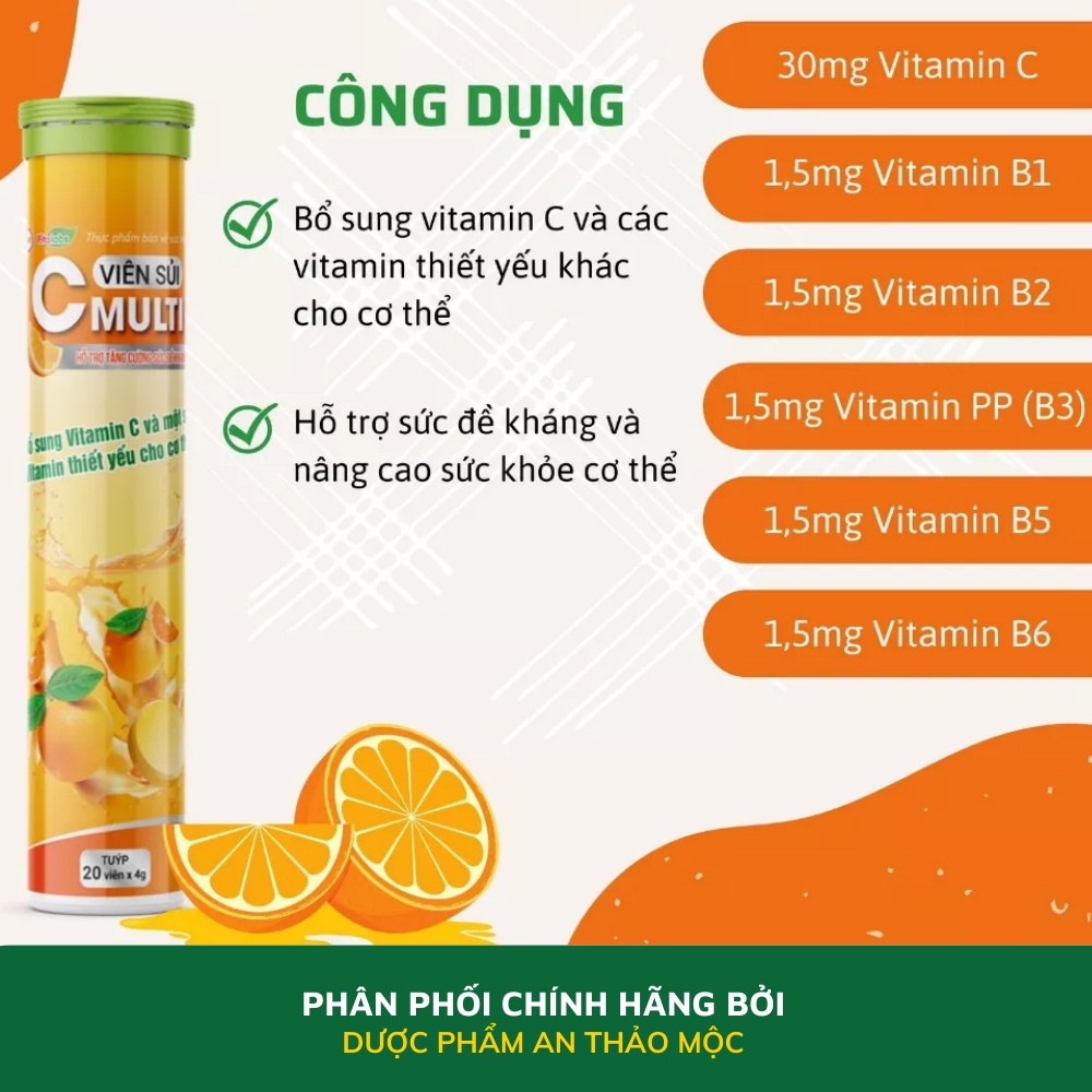 Viên sủi Fitolabs Multi vitamin c bổ sung vitamin thiết yếu tăng cường sức đề kháng bảo vệ sức khỏe cho cơ thể