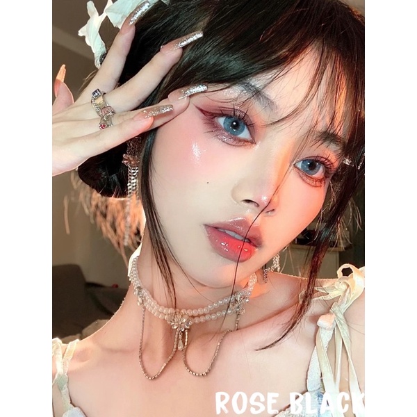 Bộ sưu tập 2 vòng cổ choker lolita hạt phối hoa tuyết đá và dây mặt trái tim (có thể đeo trán) mac KHf-93