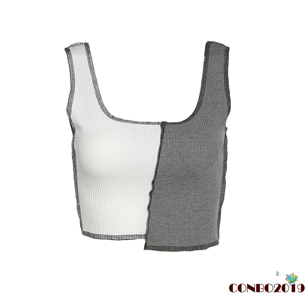 Áo Lửng Hai Dây Phối Màu Thời Trang Cho Nữ