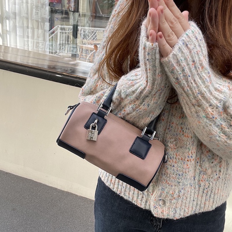 Túi đeo vai IELGY hình trụ mini có khóa thời trang cho nữ