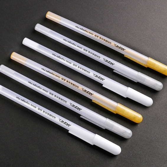 THEARTSHOP Bút gel Marie's Trắng, nhũ Vàng, nhũ Bạc