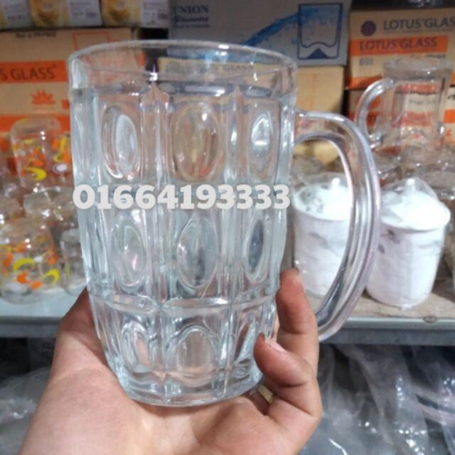 Cốc thủy tinh uống bia có quai 300ml Quai52