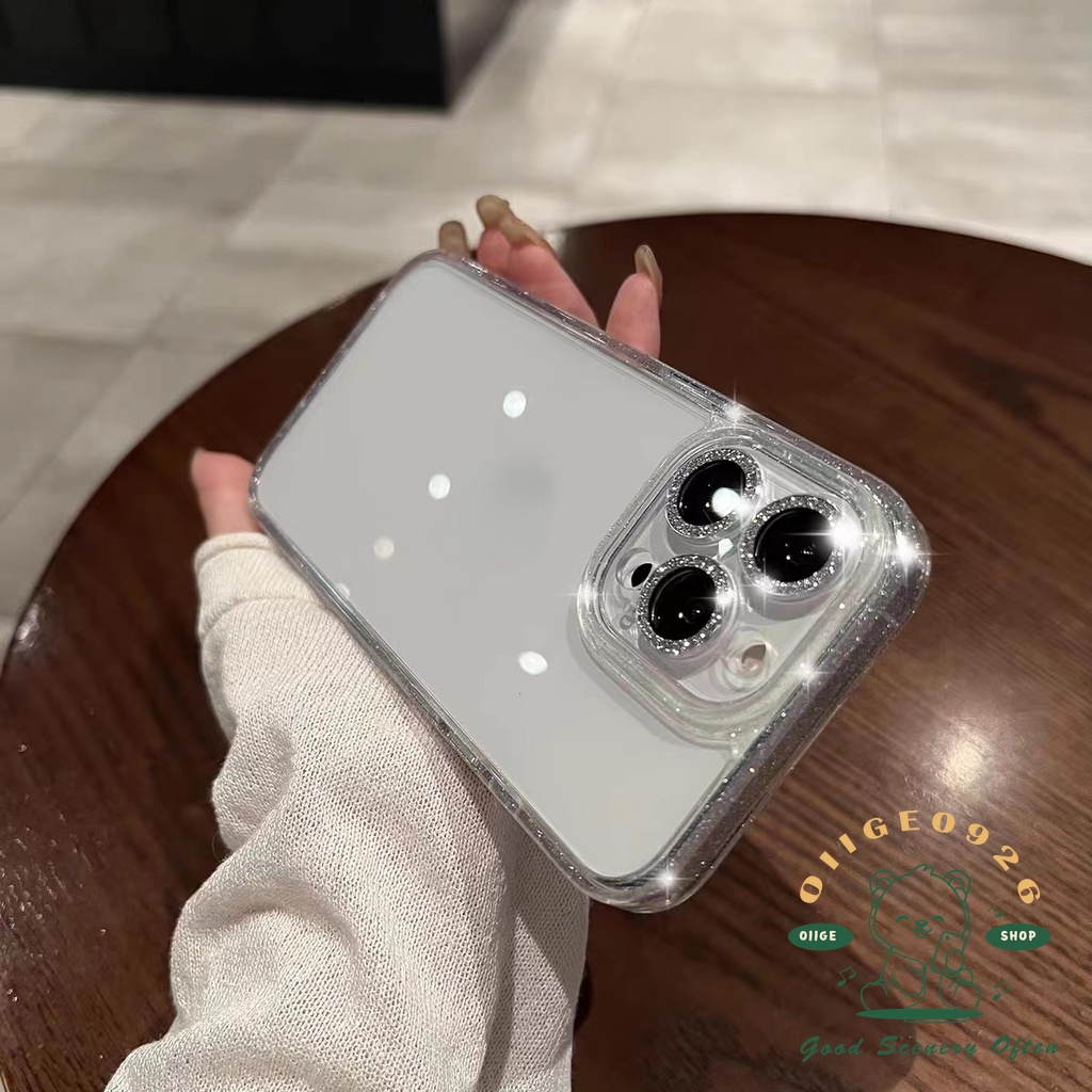 Ốp Điện Thoại Nhựa PC Cứng Trong Suốt Viền Kim Tuyến Chống Rơi Cho Iphone 13 12 11Pro Max