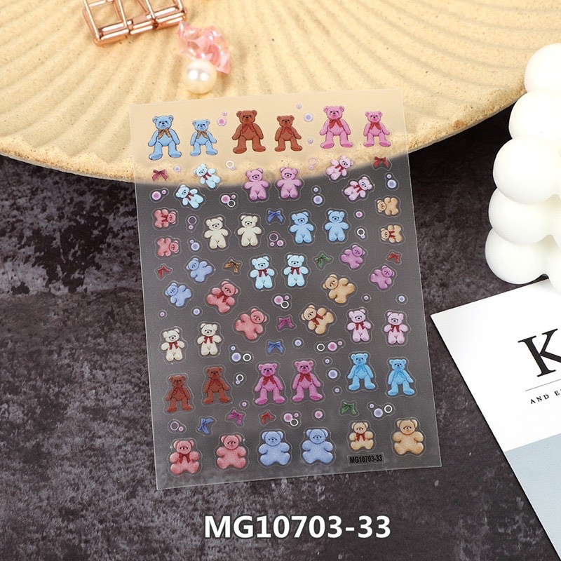 Sticker dán móng hình gấu MG10703