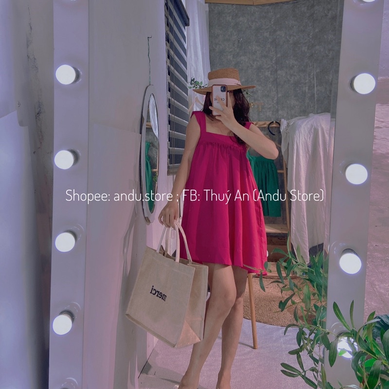 Đầm nữ 2 dây bản to ⚡ANDU STORE⚡️ Váy babydoll 2 dây, đầm xuông 4 màu.